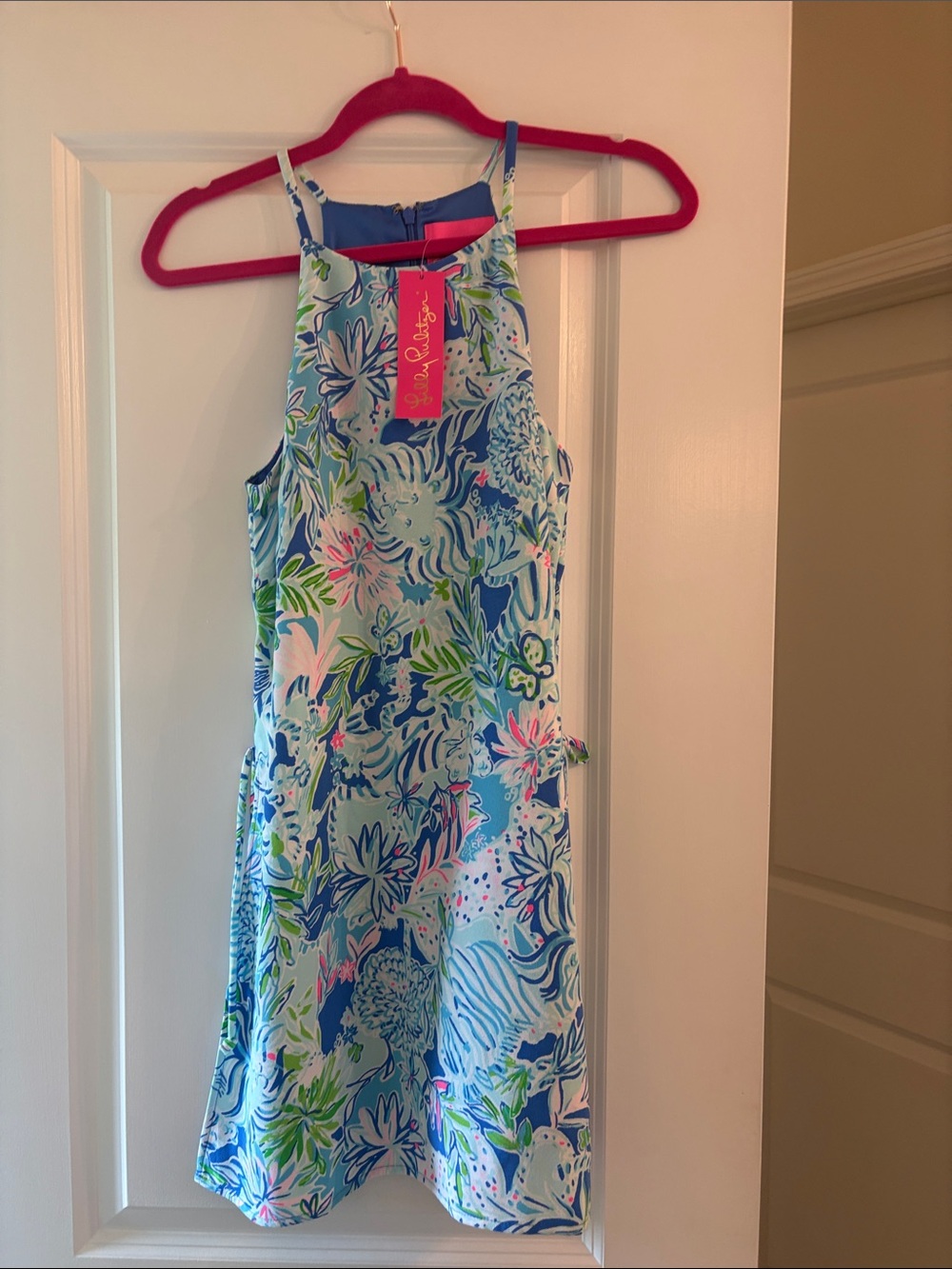Lilly Pulitzer Blue Multicolor Floral Halter Romper. New With Tag.